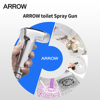 ARROW Pulvérisateur de bidet mural moderne gris à double mode de pulvérisation en nickel brossé chromé ABS en acier inoxydable Installation facile
