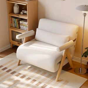 Canapé-lit moderne nordique petit 3 en 1 pour dormir, se détendre, pliable, avec accoudoirs, fauteuil avec dossier réglable sur 6 niveaux - Product Image 2