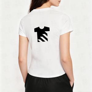 Camiseta Clásica para Mujer, Personalizada con Estampado Flocado, 90% Algodón, 10% Elastano, Preencogida, Ajuste Delgado, Alta Elasticidad, Color Sólido, Venta al por Mayor - Product Image 2