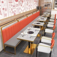 Ensemble de mobilier de luxe moderne en marbre durable de haute qualité pour restaurant extérieur, hôtel, bar, banquette, canapé, table et chaise de café scolaire