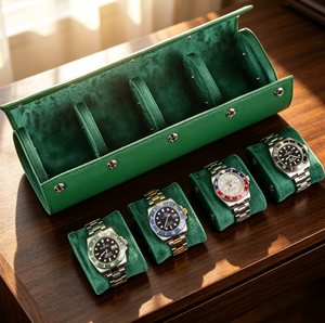 Étui de rangement portable pour 4 montres avec bouton-pression, boîte de présentation de montres de voyage pour homme, cadeau idéal - Product Image 4