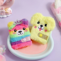 Carnet de poche en peluche mini licorne de dessin animé pour enfants avec fermeture à bouton-pression, carnet portable et mignon de style ours pour étudiants