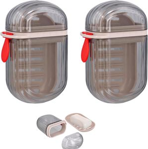 Étui à Savon Portable Gris en Plastique Écologique Moderne, Anti-Fuite et Durable, en Deux Pièces, avec Couvercle, pour Voyage, Douche et Salle de Bain - Product Image 1