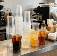 Gobelets en plastique PP transparents jetables empilables en gros, légers, pour boissons froides, jus, fêtes et restaurants