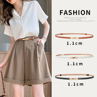 Ceintures en cuir Sundo, fines, à double sangle en cuir, boucle dorée, ceinture en cuir élégante, accessoire de taille pour femmes, tenues habillées
