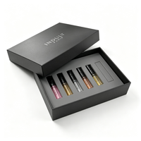 Boîte rigide personnalisée en deux parties, noire avec logo argenté, insert en mousse EVA pour échantillons de flacons de parfum, emballage cadeau cosmétique