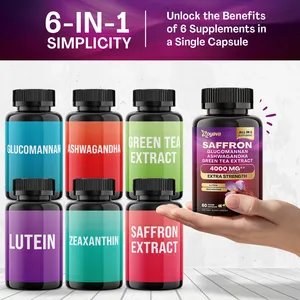 6-in-1 Saffron Capsules Glucomannan Green Tea Extract Saffron Supplements Fat Metabolism Booster Lose Weight Saffron Capsule