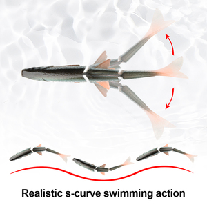 Señuelo de Pesca Spinpoler, Cuerpo Segmentado, Swimbait Shad, Jerkbait Suave, Minnow, 3 Secciones, Cola Bifurcada, para Pesca en Agua Salada, Lubina, <span class=keywords><strong>Trucha</strong></span> - Product Image 5