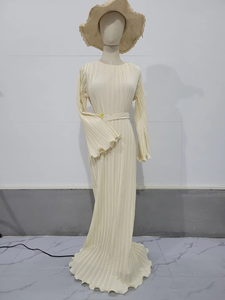 Elegante <span class=keywords><strong>abito</strong></span> Casual da donna manica lunga con <span class=keywords><strong>maniche</strong></span> a svasate pieghettate cintura in vita per feste autunnali alla moda lavabile - Product Image 4