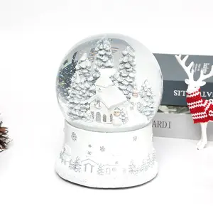 Изготовленные на заказ изделия из смолы рождественские водные шары музыкальные шкатулки для помещений рождественские украшения музыкальный Снежный шар