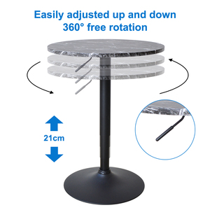 <span class=keywords><strong>Table</strong></span> de bistrot ronde réglable de 70-91 cm avec plateau en marbre noir, <span class=keywords><strong>pivotante</strong></span> à 360°, <span class=keywords><strong>table</strong></span> haute pour café et maison - Product Image 3