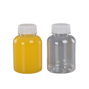 China manufacture High quality PET 200ml clear round plastic drink bottle juicer milk tea bottle with screw cap Low price