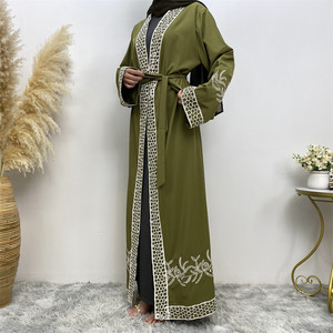 Vestidos Abaya Musulmanes Abiertos con Bordados y Empalmes, Moda Femenina - Product Image 4
