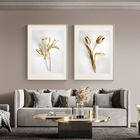 Peinture sur toile murale de feuilles et de fleurs de plantes, décoration nordique pour salon