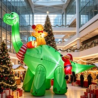 Décorations de Noël gonflables extra-larges pour l'extérieur, dinosaures et Père Noël, figurines de jardin avec lumières brillantes pour une utilisation en extérieur