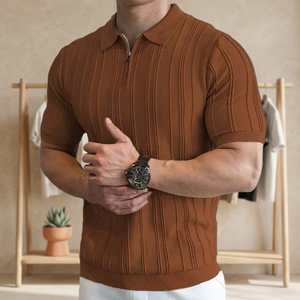 Chemise Courte de Luxe à Manches Courtes avec Fermeture Éclair, Logo Brodé, en Polyester Anti-Boulochage, Impression Haute Qualité - Product Image 3