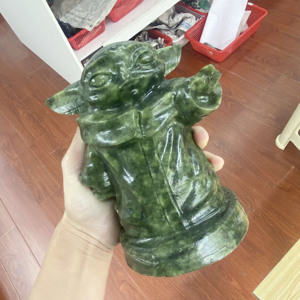 4lb naturel pierre de guérison cristal artisanat Xiuyan Jade <span class=keywords><strong>Yoda</strong></span> cristal dessin animé <span class=keywords><strong>Figurine</strong></span> pour la décoration - Product Image 6