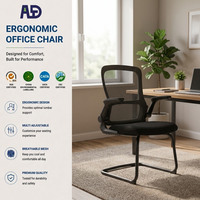 Chaise de bureau ergonomique en maille de qualité commerciale avec accoudoirs fixes, assise rembourrée en mousse PU, appui-tête réglable, base chromée pivotante robuste