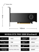 Nouvelle carte graphique discrète de bureau RTX PRO 2000 Blackwell refroidie par ventilateur 16 Go pour le modélisation 3D professionnelle, le rendu et la montage vidéo