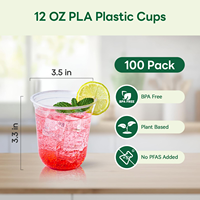 Gobelets en plastique PET transparents de 12 oz à 24 oz avec logo personnalisé, forme en U de 89 mm, avec couvercles, pour boissons, matcha, latte, café glacé, à emporter