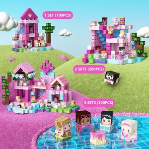 100 Piezas Bloques Magnéticos de Construcción <span class=keywords><strong>Princesa</strong></span>, Juguetes de Plástico con Imán, Castillo Rosa, STEM Educativo, Juegos Sensoriales DIY, >14 Años, Cumpleaños - Product Image 4