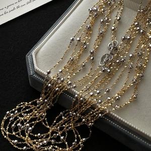 Collar de Plata de Ley S925 con Cadena de Perlas de Estilo Vintage, Diseño Sencillo y Moderno, Joyería de Nicho en Contraste - Product Image 1