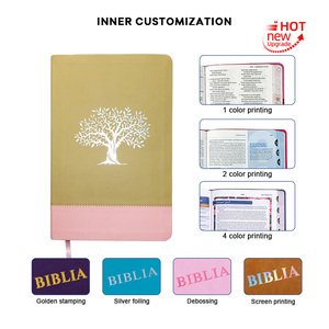 Mot de luxe Arbre Conception Sainte <span class=keywords><strong>Bible</strong></span> Pu Cuir Kjv Christian Argent Timbre Foiling Jaune Couleur Sainte <span class=keywords><strong>Bible</strong></span> - Product Image 5