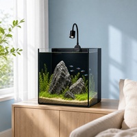 Ensemble d'aquarium de bureau en gros directement de l'usine, nano-aquarium personnalisable avec filtre intégré et éclairage LED pour commandes en gros