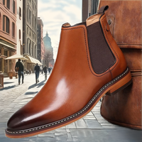 Bottines Chelsea pour homme à bout carré, style cowboy, antidérapantes, semelle en caoutchouc souple, décontractées, rétro, élégantes