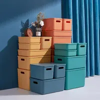 Caja de almacenamiento de plástico PP con tapas, contenedor organizador de cajones coloridos para artículos diversos del hogar, juguetes y organización de ropa