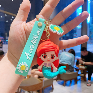 QYS <b>Custom</b> 3D PVC Mermaid Princess Style Keychain Cute Cartoon Rubber <b>Key</b> <b>Ring</b> Bag Charm Promotional Gift - Product Image 5