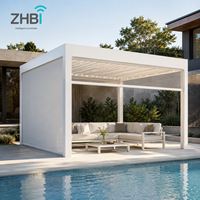 Pergola intelligente en aluminium bioclimatique avec toit à lames motorisées, éclairage LED, écran latéral rétractable, pour balcon extérieur, gazebo, bord de piscine
