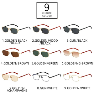 Lunettes de soleil rectangulaires à monture fine effet bois, personnalisables avec logo, protection UV400, en métal, pour hommes et femmes, collection 2026 - Product Image 6