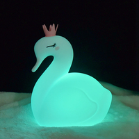 Veilleuse en silicone en forme de cygne, rechargeable, pour chambre d'enfant, avec interrupteur, mini, changeant de couleur, design Kawaii