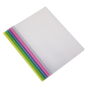 recycle PP office stationery A4 size transparent plastic report cover colorful clear Q spine slide bar file folder