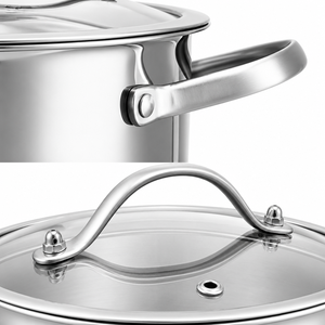 Set di Pentole KENGQ in Acciaio Inox 4 Pezzi con Coperchi in Vetro, Design Impilabile per Fornelli a Gas e a Induzione, Lavabile in Lavastoviglie, Stile Americano - Product Image 2