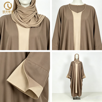 Robe Abaya Traditionnelle Islamique pour Femme, Col Ouvert, Ornée de Perles et Pierres, Taille XXL, Mode Hiver, Dentelle, Style Jubah Daffah, Mousseline de Soie
