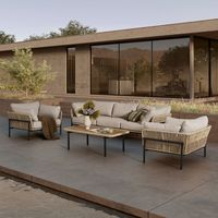 Canapé d'extérieur en rotin pour cour, terrasse, balcon – Ensemble de mobilier de jardin tressé nordique, résistant aux intempéries et offrant une protection solaire
