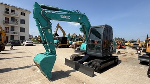 Excavatrice sur chenilles Kobelco SK75 Super, couleur turquoise, avec godet de 0,4 m³ de capacité, poids opérationnel de 7,5 tonnes, machine d'occasion - Product Image 4