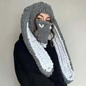 HZM-24439 Cache-cou en tricot personnalisé avec oreilles de lapin et cornes de démon, masque de ski en tricot avec oreilles de lapin - Product Image 1