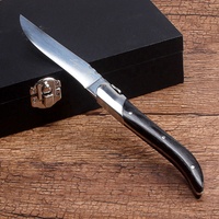 Ensemble promotionnel de 6 couteaux à steak Laguiole avec manche en bois Pakka, lame en métal de haute qualité à bord tranchant, dans un coffret cadeau en MDF pour articles cadeaux