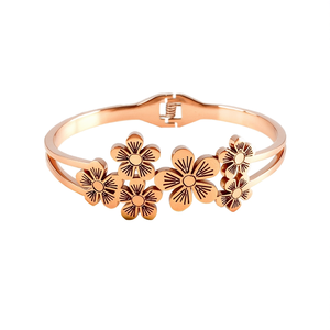 Brazalete de Moda en Acero Inoxidable 316L con Baño de Oro PVD y Diseño Floral, Joyería para Mujer - Product Image 2