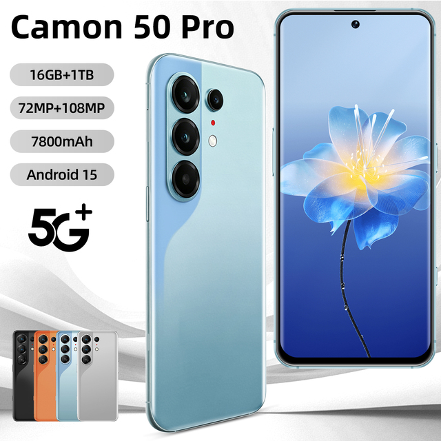 Latest Trends Camon 50 Pro Multi-language Android Smartphone 5G 7.3-inch 16GB+1TB 108MP Camera Phone Quick Unlock Multi-tasking