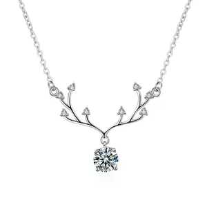 Collier en argent pur S925 en forme de cerf avec diamants de Moissanite, pendentif de luxe en forme de petit groupe, corée du sud, pour anniversaire, saint-valentin