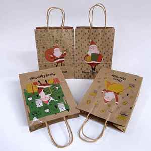 Bolsas de Regalo Pequeñas de Papel Kraft Marrón con Estampado de Papá Noel, Reciclables, para Fiestas, Disponibles en Stock - Product Image 5