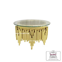 Petite table à thé ronde de conception irrégulière, table de salle à manger de mariage en acier inoxydable doré
