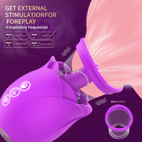 3-in-1 Rosen-Sexspielzeug Abnehmbarer Saugnapf Vibrator Leckende Zunge Brustwarzen-Stimulator für Frauen