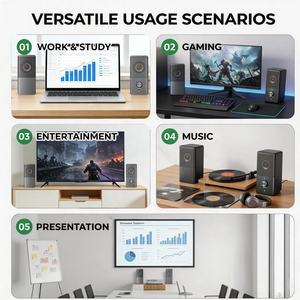 Haut-parleurs de bureau compacts offrant un son clair, une alimentation USB facile à brancher et un réglage précis du volume pour un contrôle audio parfait - Product Image 6