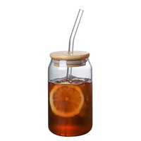 Gobelet en verre M Hot 500 ml avec couvercle en bambou, paille en verre, pour lait, café, jus, verre de qualité supérieure, gobelets simples