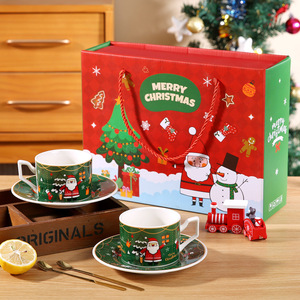 Christmas Gift Ideas <b>Ceramic</b> Coffee <b>Cup</b> Creative Christmas Mug with Saucer and Spoon - Product Image 2